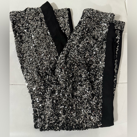 Zara Studio black silver sequin tuxedo trousers pants 
Small - Picture 11 of 11